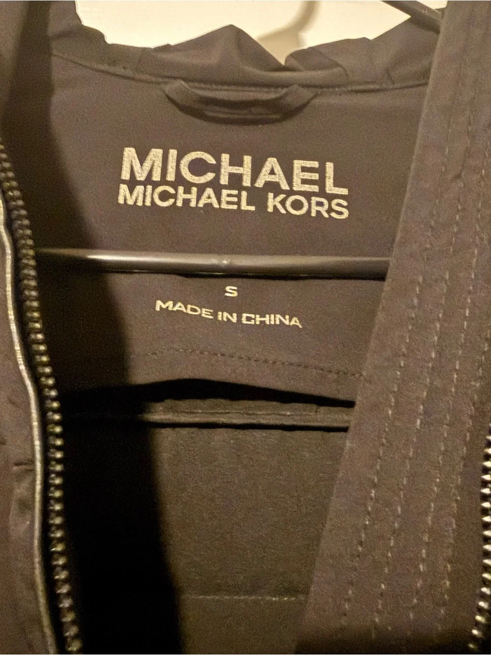 Michael Kors Black Quilted Hooded Bomber Jacket